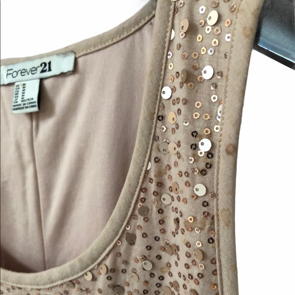 Forever21, sparkly sequin tank dress, champagne gold color, size medium - Picture 8 of 8
